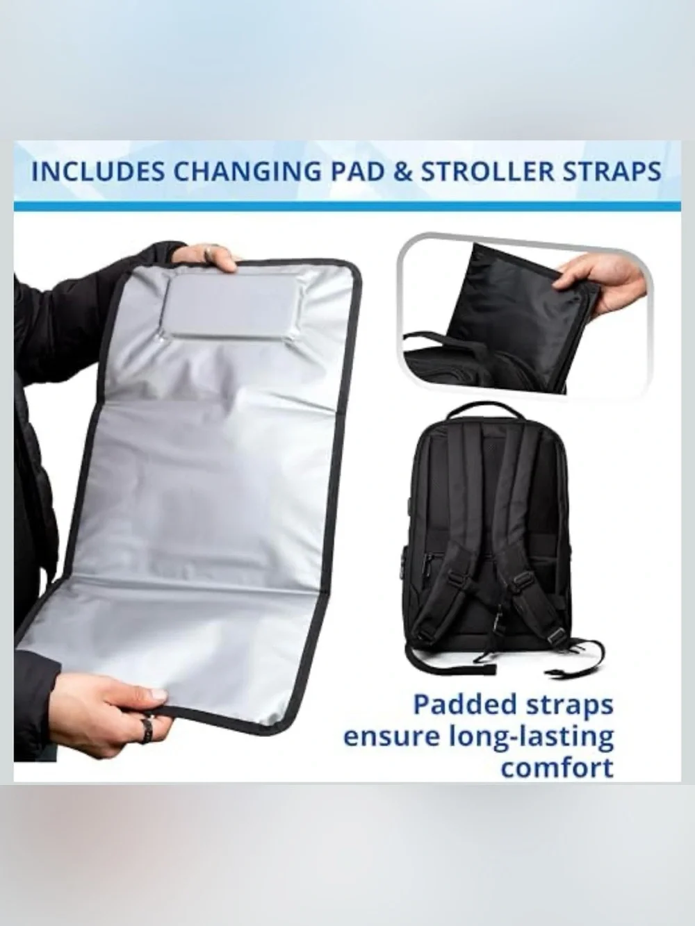 Diaper Bag Backpack – Baby Bag With USB Port, Changing Pad, Laptop Pocket